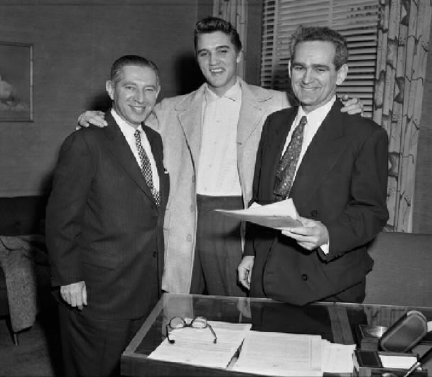 Nat Lefkowitz, Elvis, Harry Kalcheim William Morris Agency, 1740 Broadway, New York, NY - Tuesday, January 31, 1956.