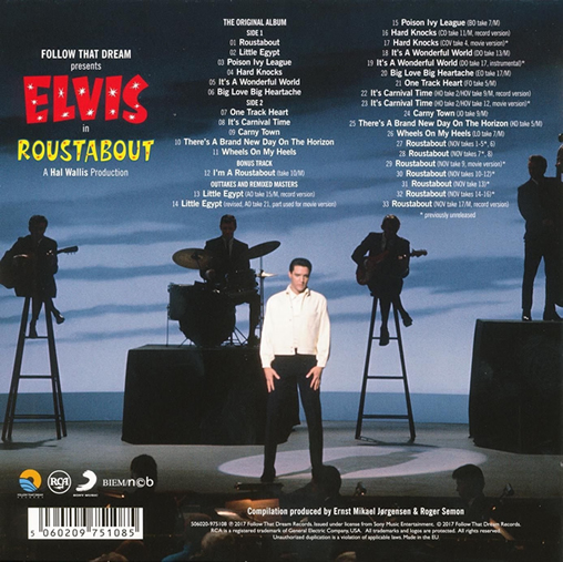 Elvis: 'Roustabout' FTD Special Edition Classic Album CD. Back Cover.