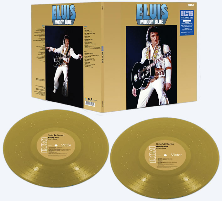 Elvis Presley Moody Blue Gold Sparkle Edition 2-LP Vinyl Record FTD Individually numbered limited edition.